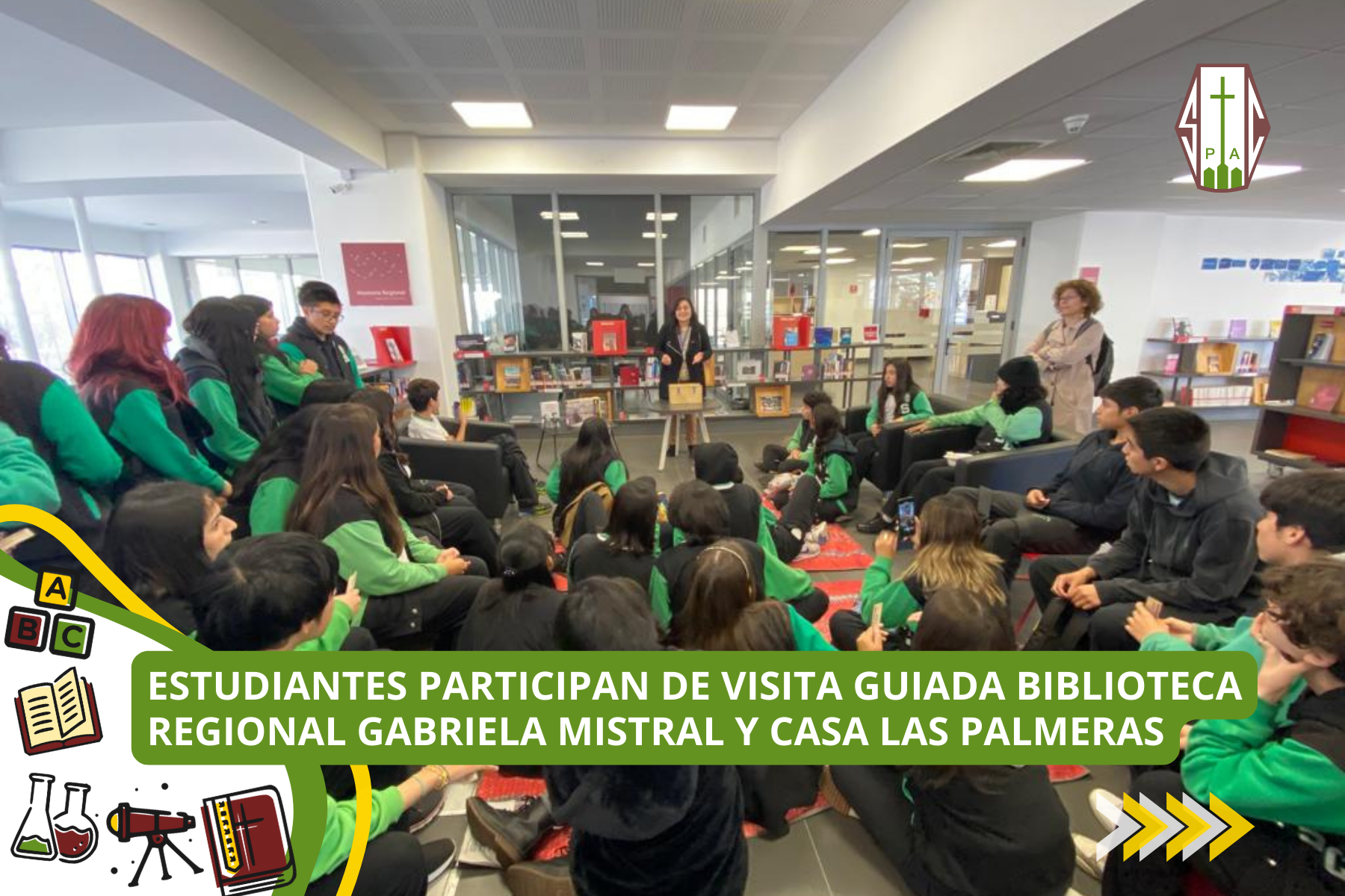ESTUDIANTES PARTICIPAN DE VISITA GUIADA BIBLIOTECA REGIONAL GABRIELA MISTRAL Y CASA LAS PALMERAS