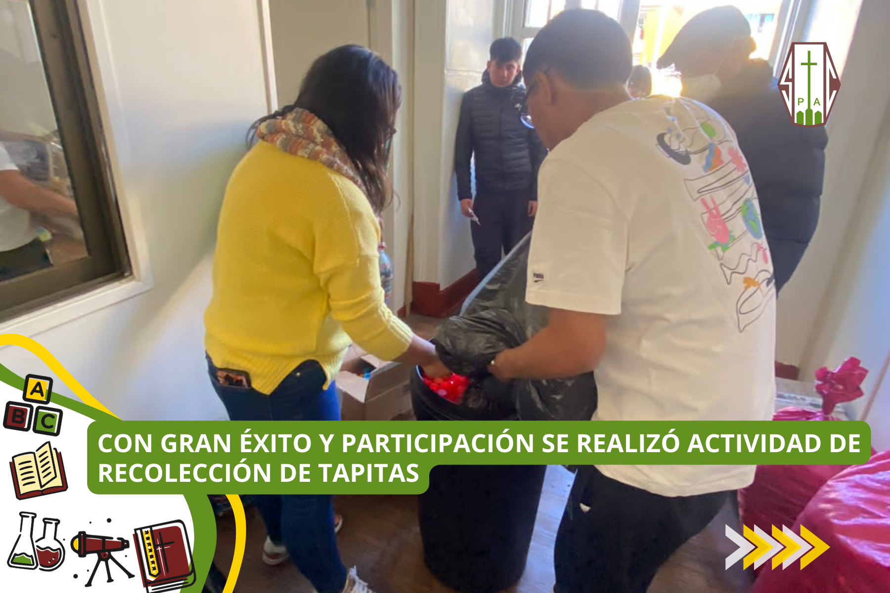 CON GRAN ÉXITO Y PARTICIPACIÓN SE REALIZÓ ACTIVIDAD DE RECOLECCIÓN DE TAPITAS