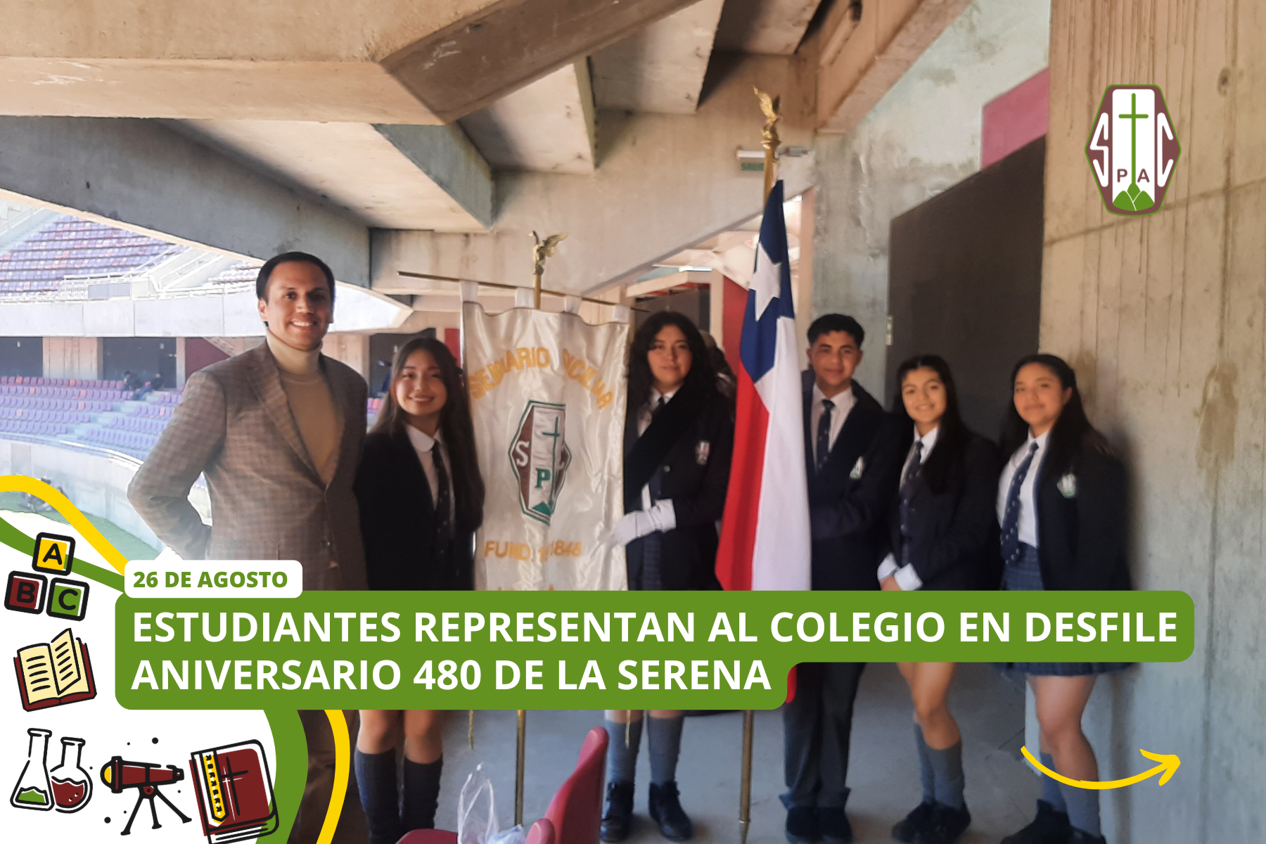 ESTUDIANTES REPRESENTAN AL COLEGIO EN DESFILE ANIVERSARIO 480 DE LA SERENA
