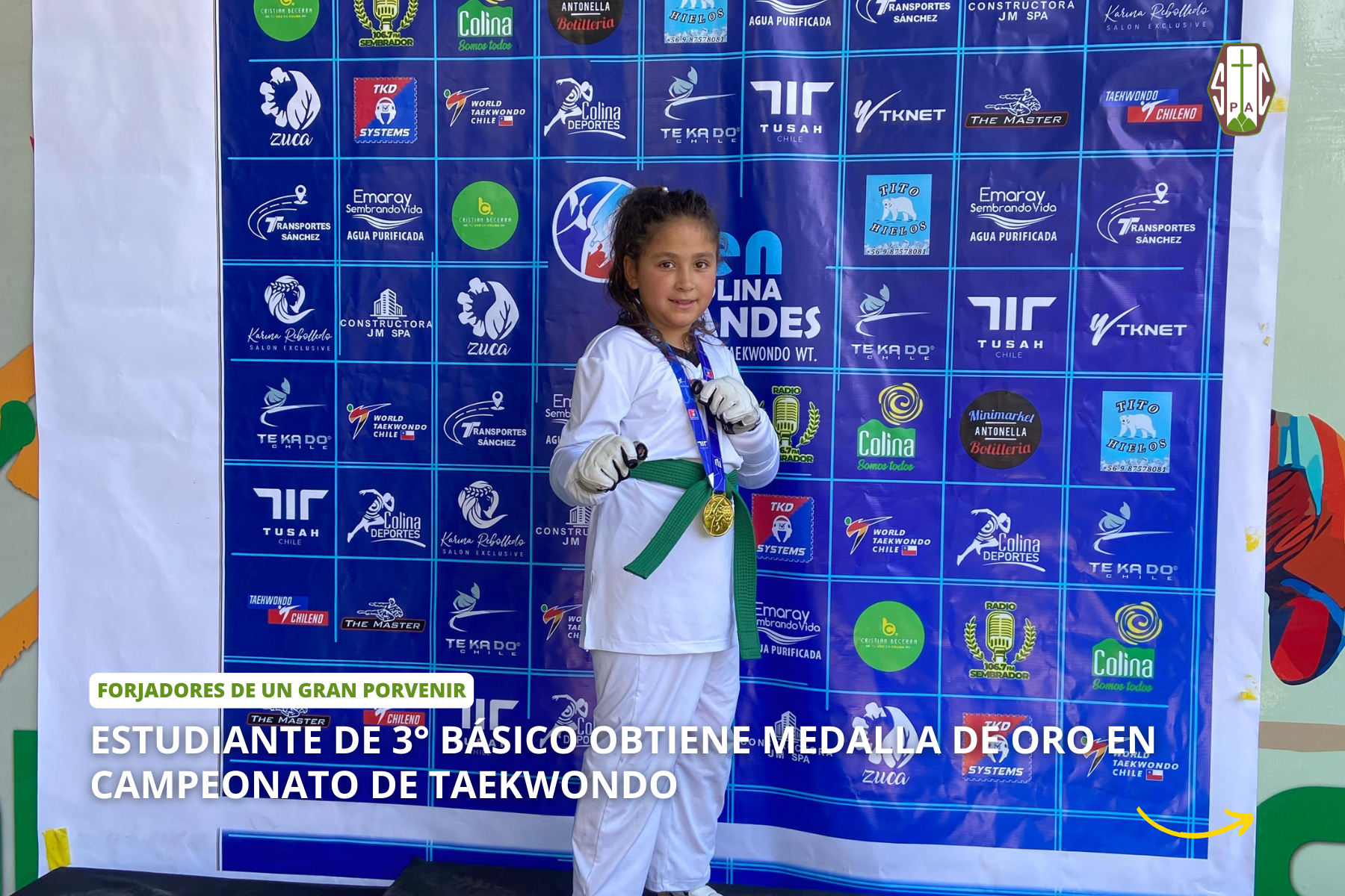 ESTUDIANTE DE 3° BÁSICO OBTIENE MEDALLA DE ORO EN CAMPEONATO DE TAEKWONDO