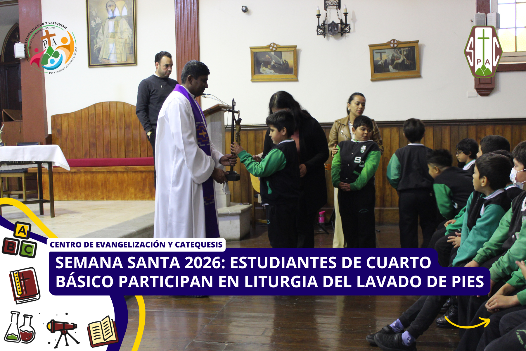 SEMANA SANTA 2026: ESTUDIANTES DE TERCERO BÁSICO PARTICIPAN EN LITURGIA DE VENERACIÓN DE LA CRUZ 