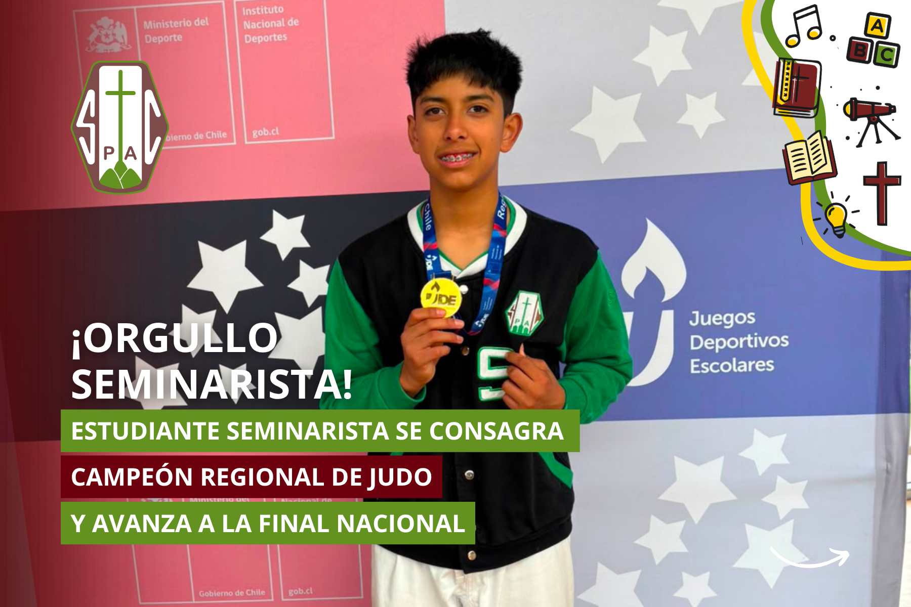 ESTUDIANTE SEMINARISTA SE CONSAGRA CAMPEÓN REGIONAL DE JUDO Y AVANZA A LA FINAL NACIONAL